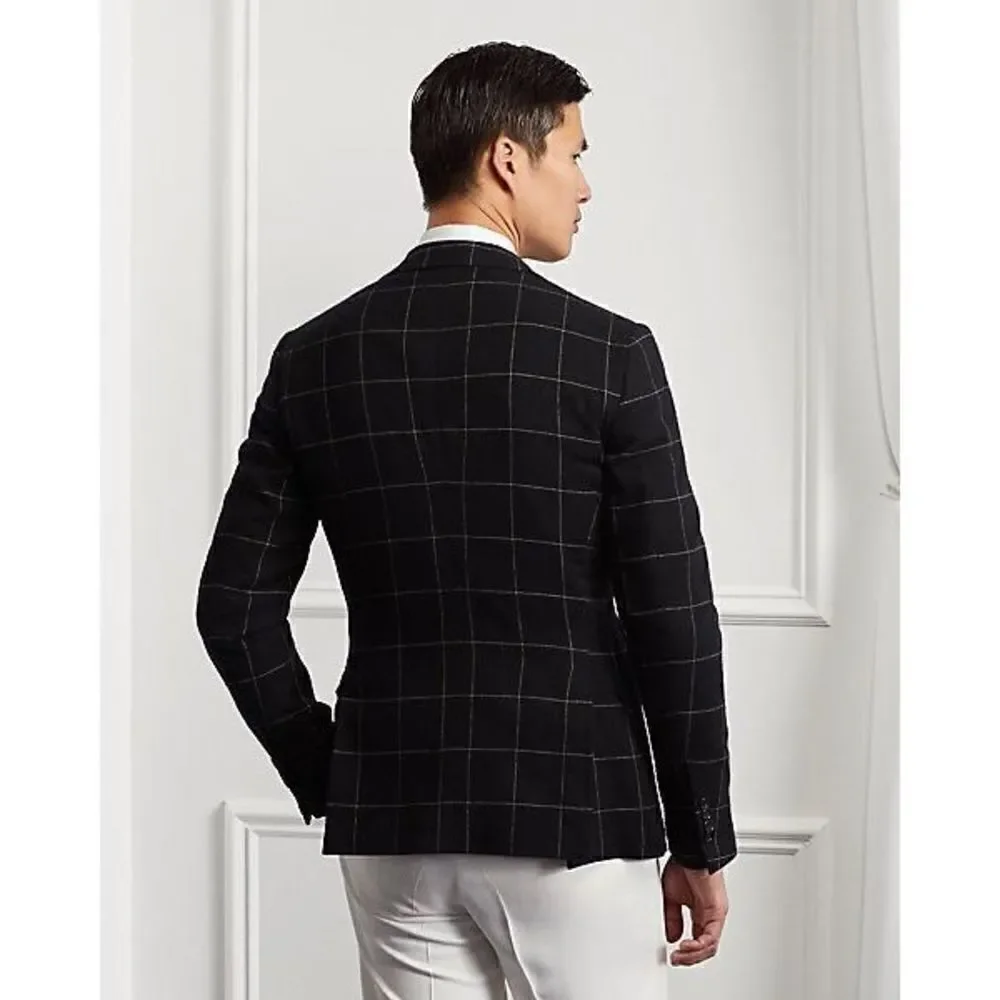 Ralph Lauren Made in Italy Virgin Wool Kent Windowpane Sport Coat Size 42 Large